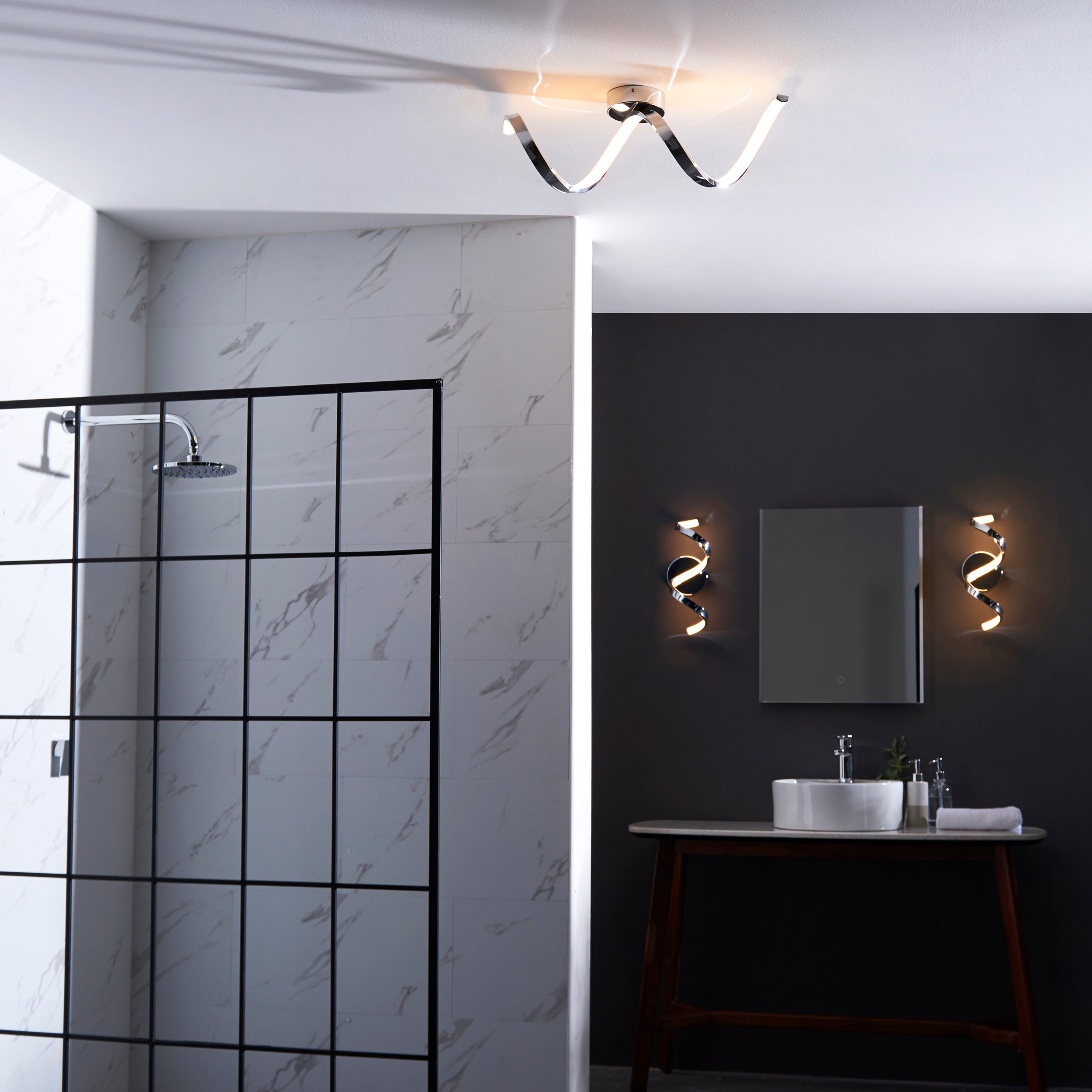 Chrome LED Semi Flush Bathroom Light