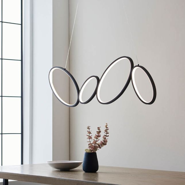 Black Ovals 4lt linear pendant