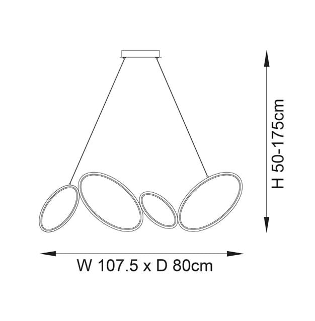 Black Ovals 4lt linear pendant