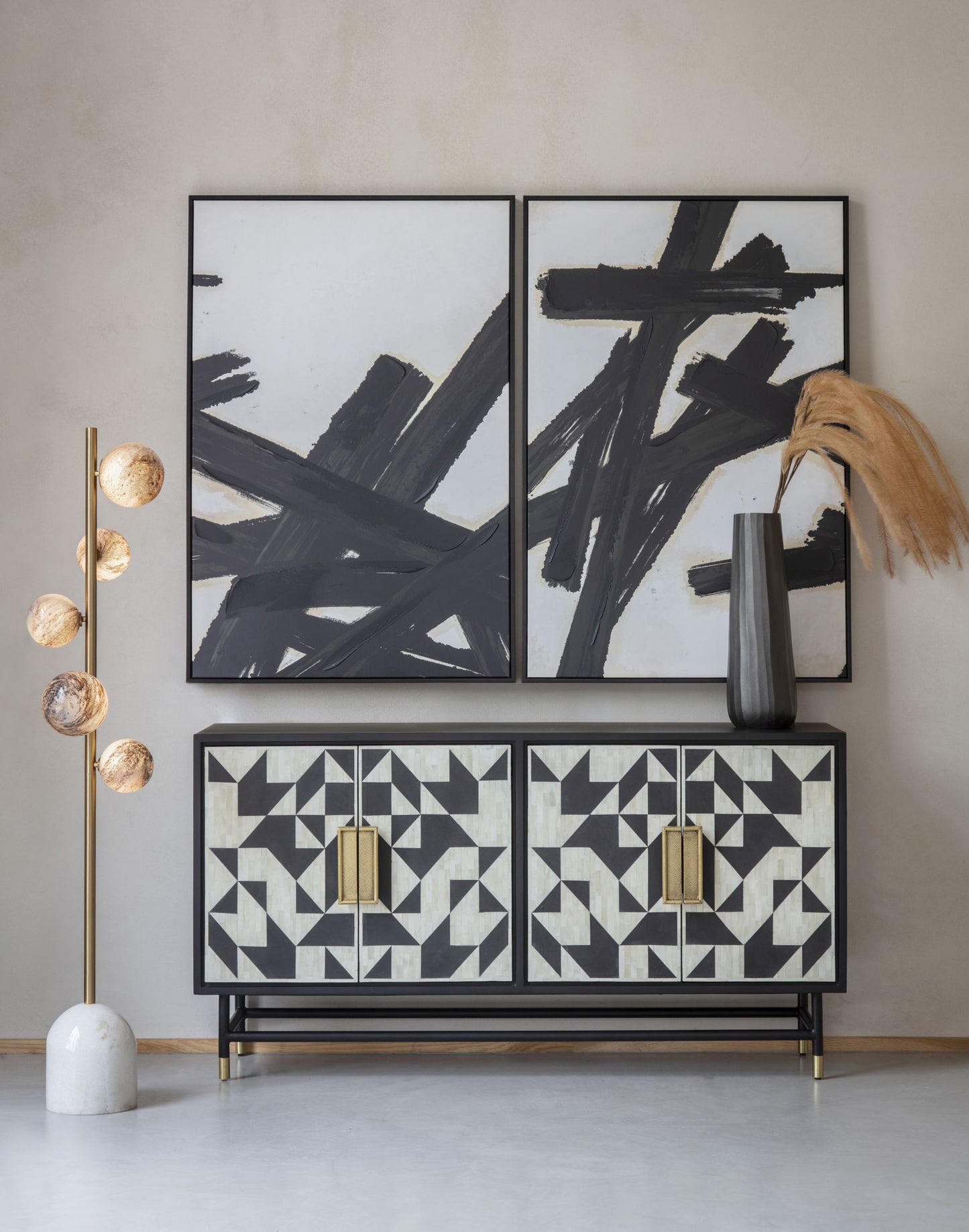 Set of 2 Hand Painted Bush Stroke Wall Art
