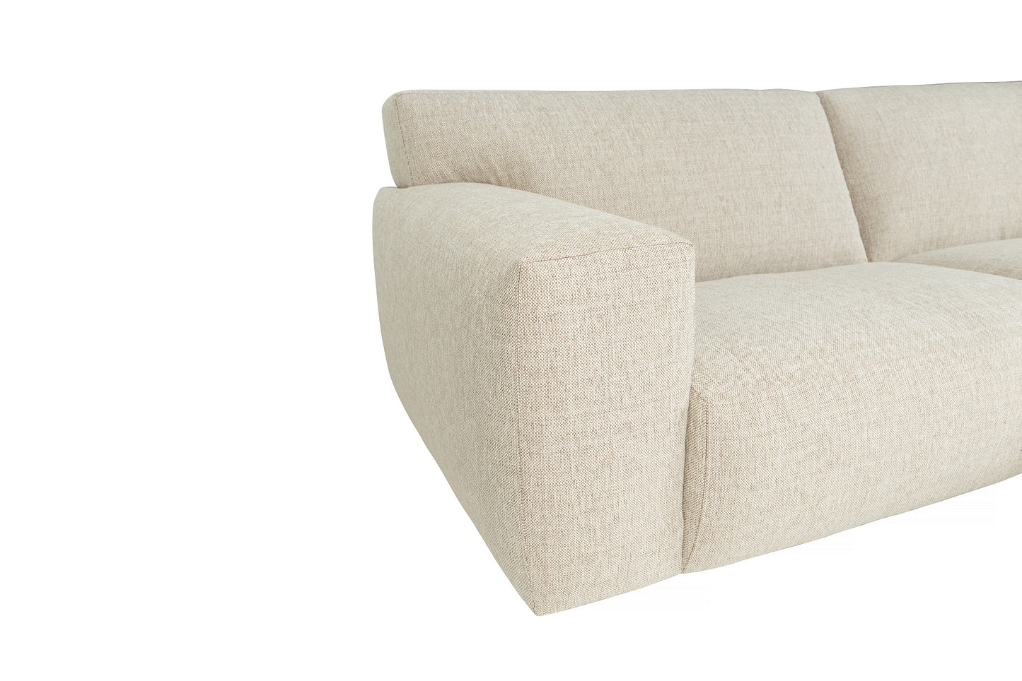 Vesta 2 Module Sofa with Chaise in Sand Fabric