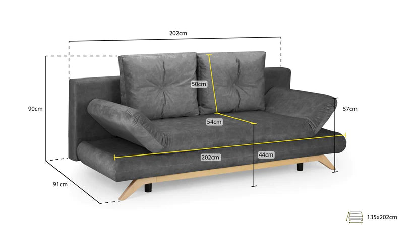 Alba Sofabed 3 Seater Charcoal