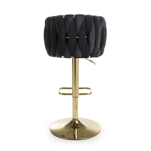 Barletta Brushed Velvet Black Bar Stool - Pair