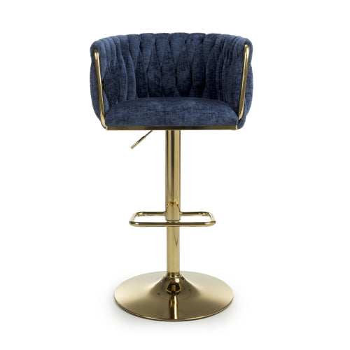 Barletta Linen Effect Blue Bar Stool - Pair