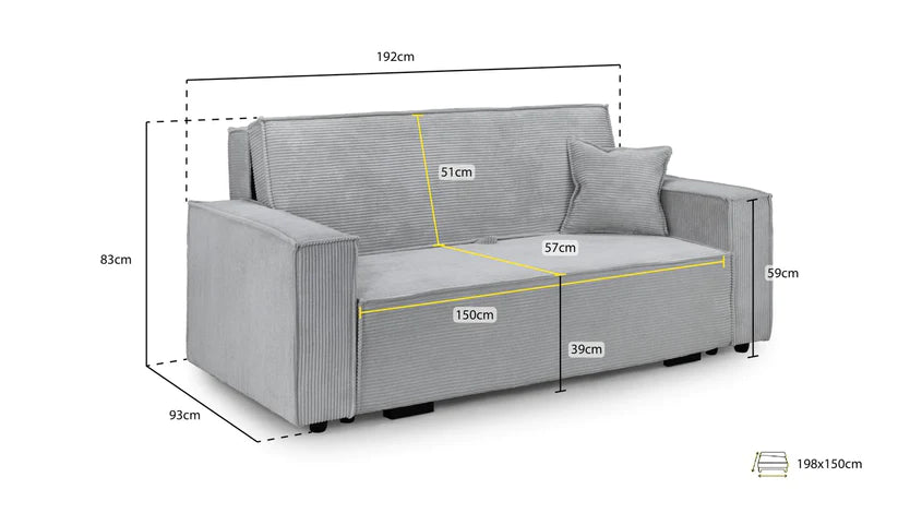 Andria Sofabed 3 Seater Grey