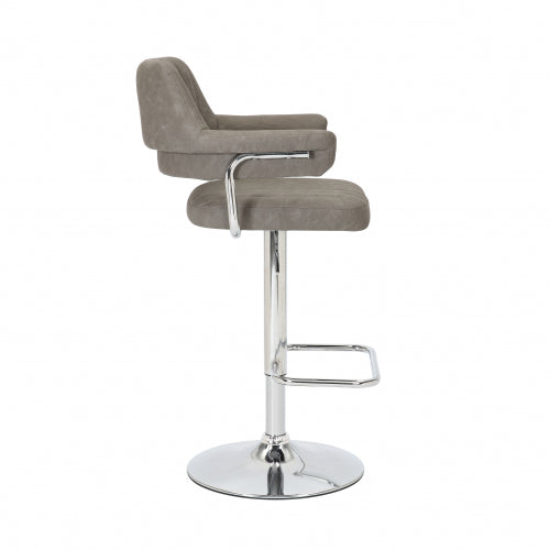 Damiano Leather Effect Light Taupe Bar Stool - Pair