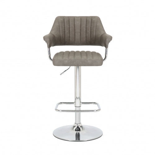 Damiano Leather Effect Light Taupe Bar Stool - Pair