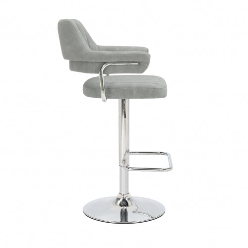 Damiano Leather Effect Light Grey Bar Stool - Pair