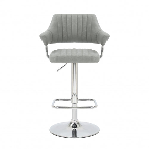 Damiano Leather Effect Light Grey Bar Stool - Pair