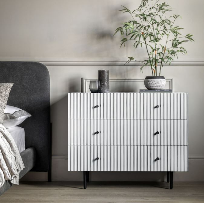 Milan White Wood 3 Drawer Chest