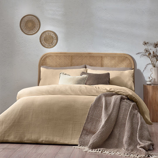 Chunky Waffle Cotton Bedding Set Beige