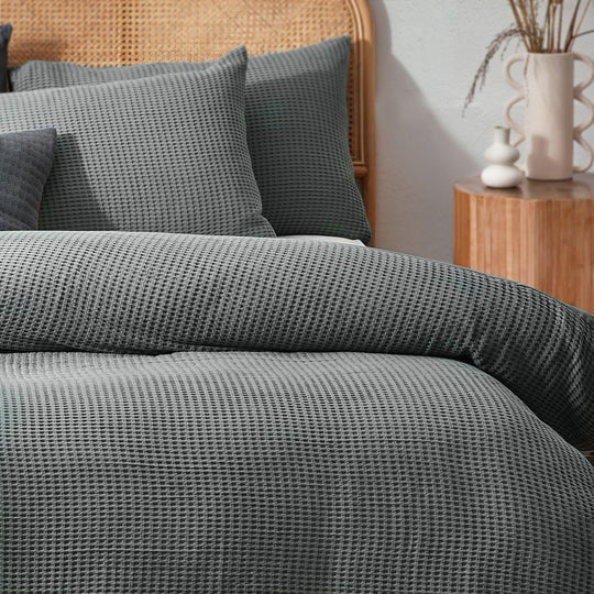 Chunky Waffle Cotton Bedding Set Dusk