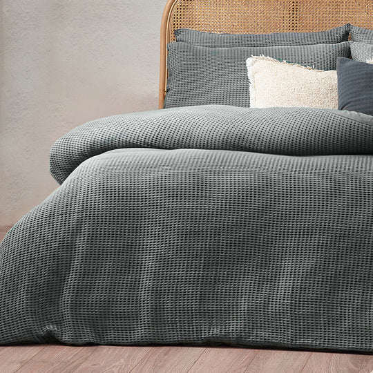 Chunky Waffle Cotton Bedding Set Dusk