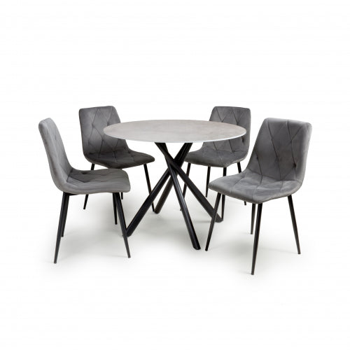 Grey Glass Dining Table  & 4 Grey Chairs Set