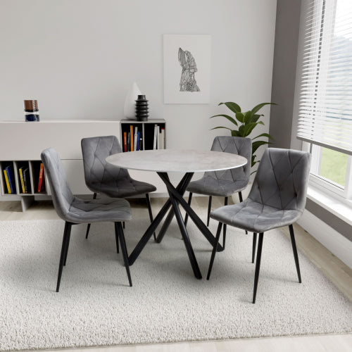 Grey Glass Dining Table  & 4 Grey Chairs Set