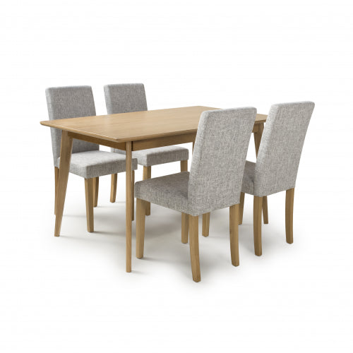 Wooden Dining Table & 4  Grey Weave Chairs Set
