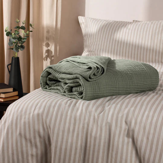 Lark Crinkle Cotton Throw Eucalyptus