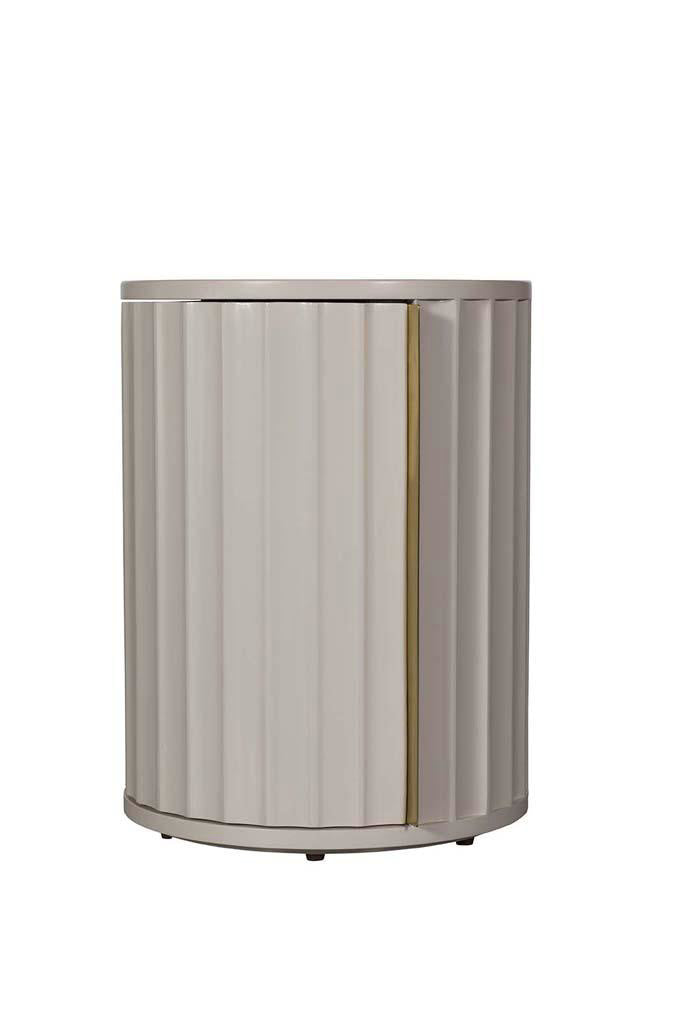 Fluted Bedside Table Gold Accents - Left