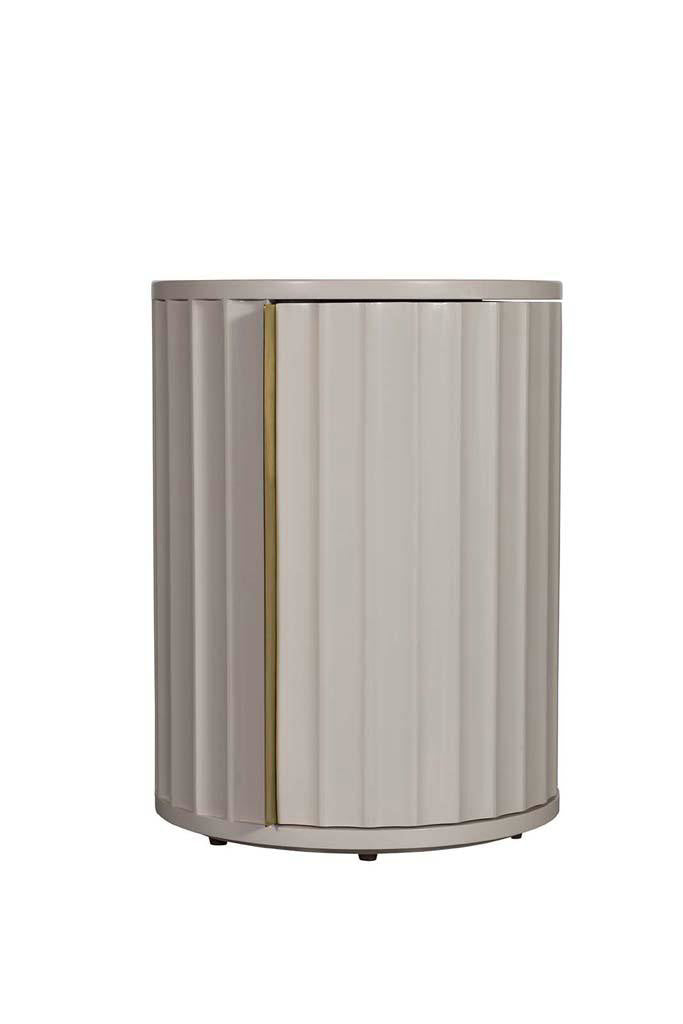 Fluted Bedside Table Gold Accents - Right