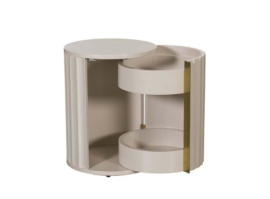Fluted Bedside Table Gold Accents - Right