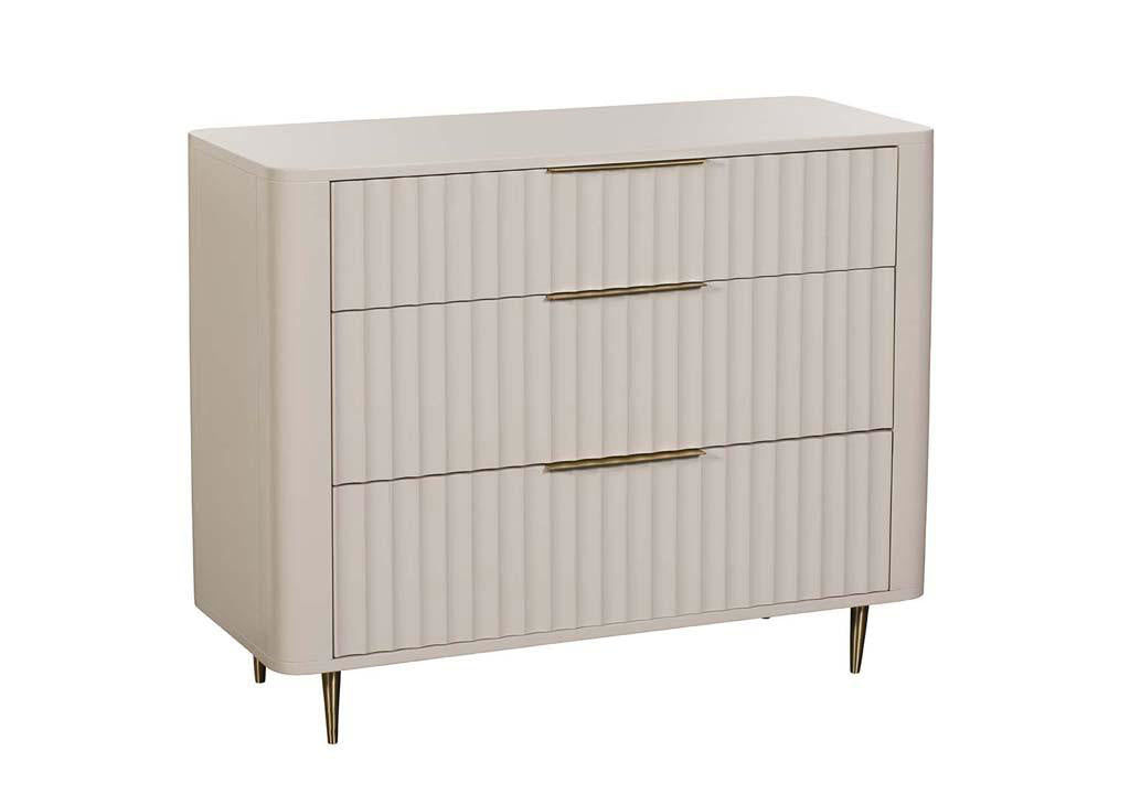 Fluted 3 Drawer Chest with Gold Accents