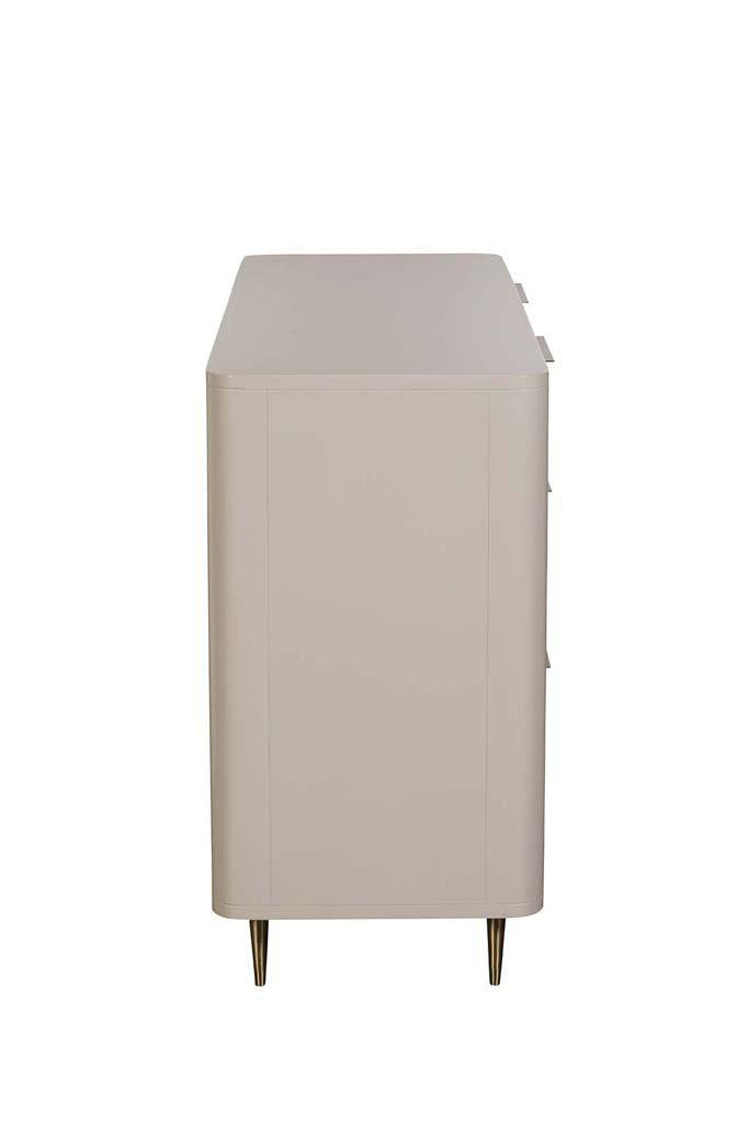 Fluted 6 Drawer Wide Chest with Gold Accents