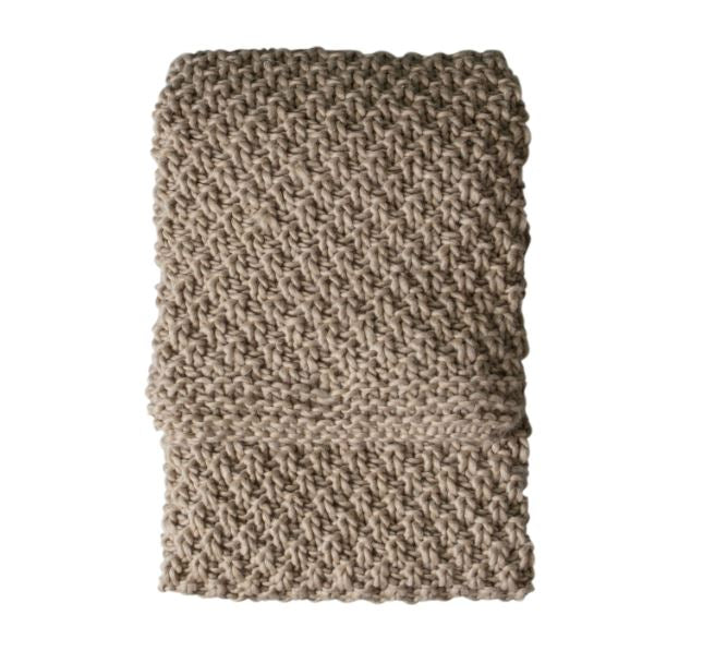 Oatmeal Chunky Knitted Throw 130x170cm