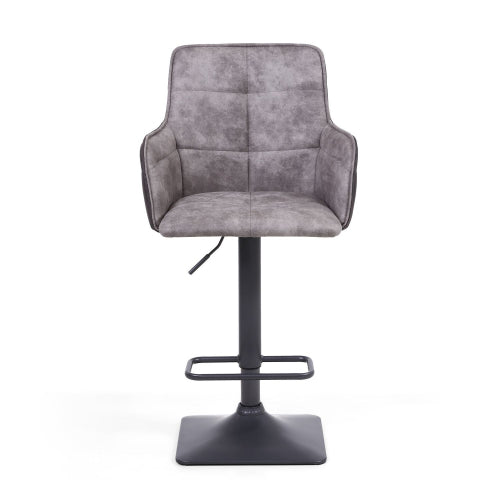 Cimiano Suede Effect Light Grey Bar Stool - Pair