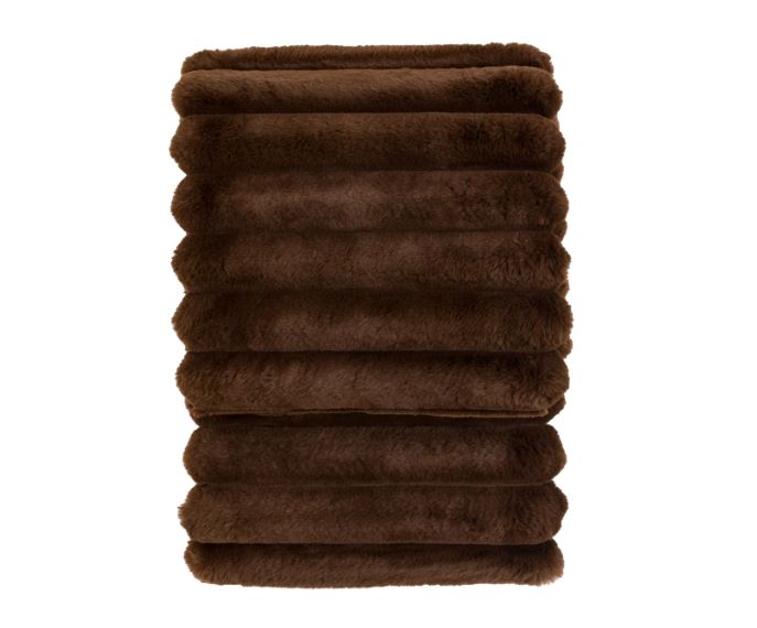Chocolate Ribbed Faux Fur Throw 130x170cm