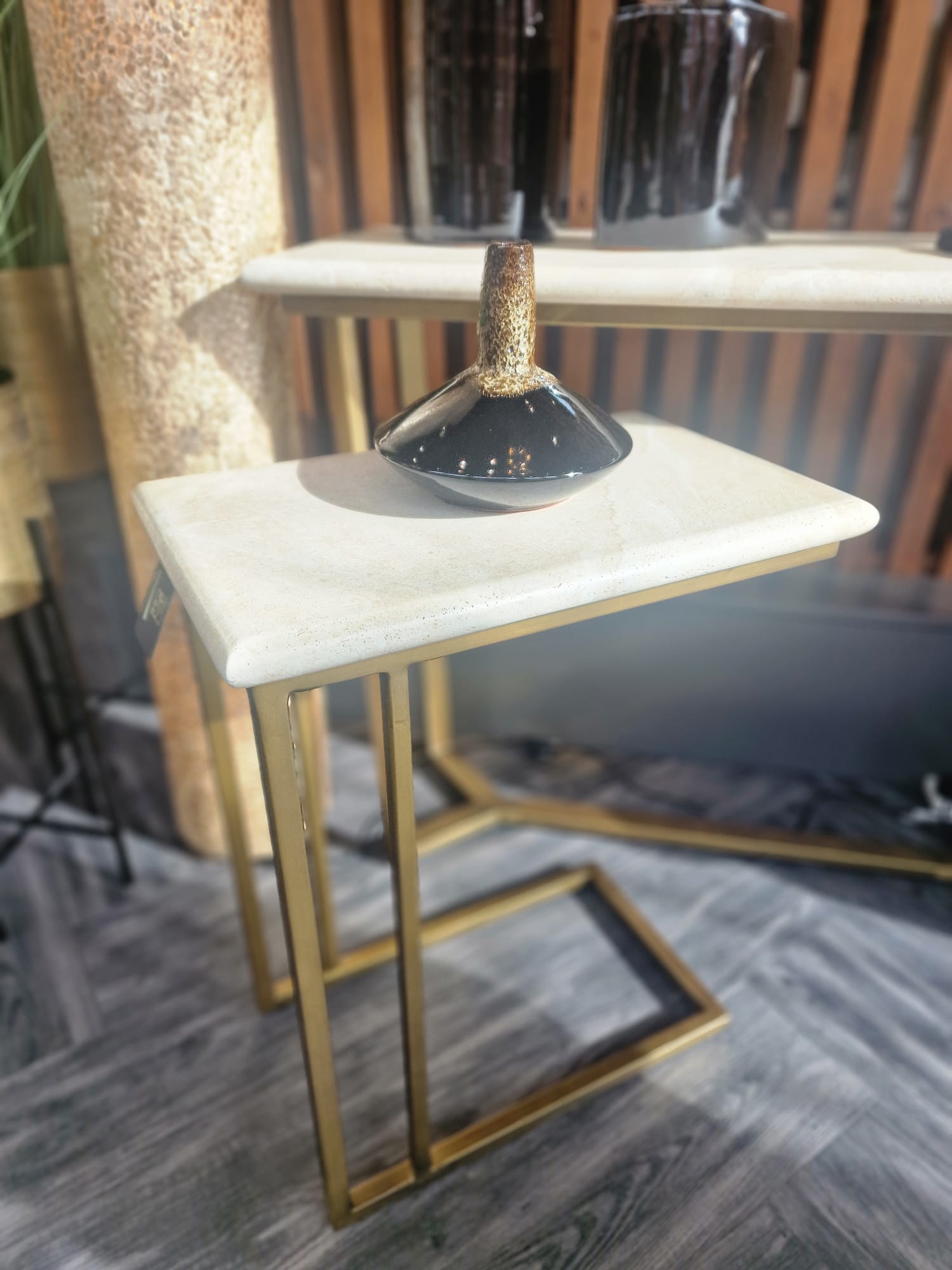Natural Travertine Side Table
