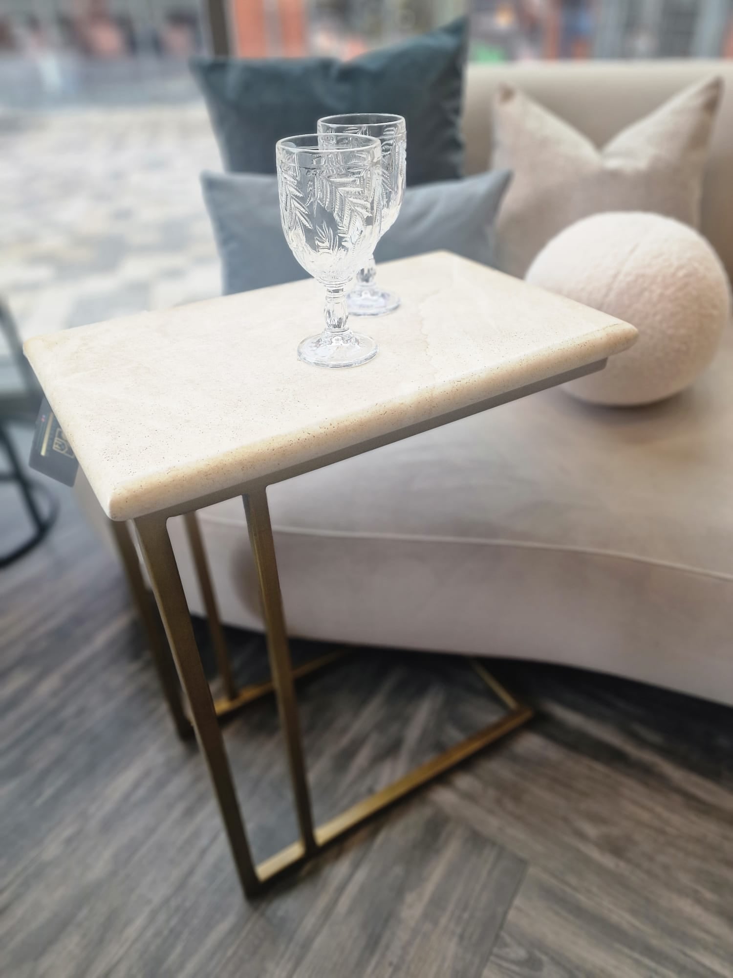 Natural Travertine Side Table