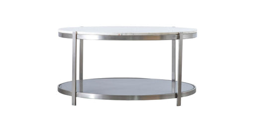 Marble Top Round Silver Coffee Table
