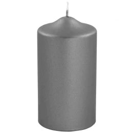 Graue metallische Kerze 15 cm