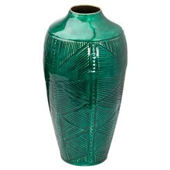 Aztec Brass Embossed Ceramic Dipped Urn Vase