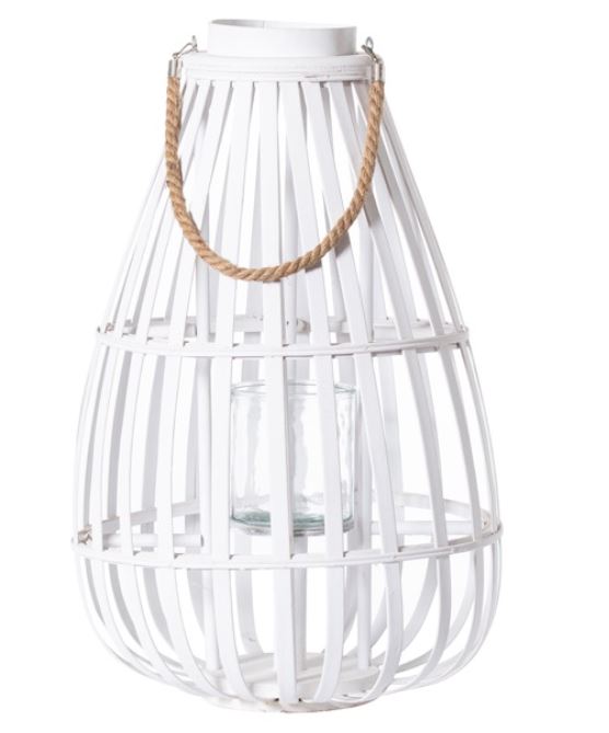Lanterne blanche en forme de dôme avec détails en corde