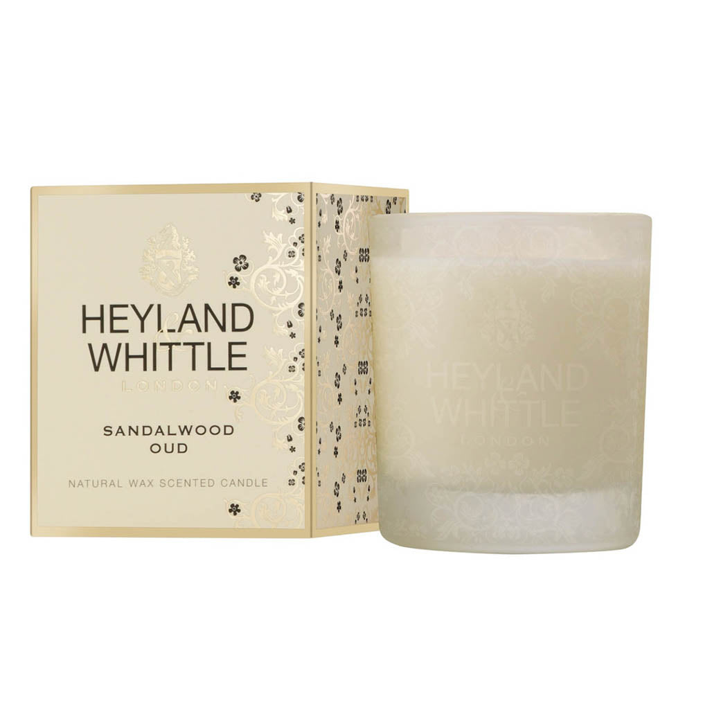 Bougie Oud classique dorée au bois de santal dans un verre
