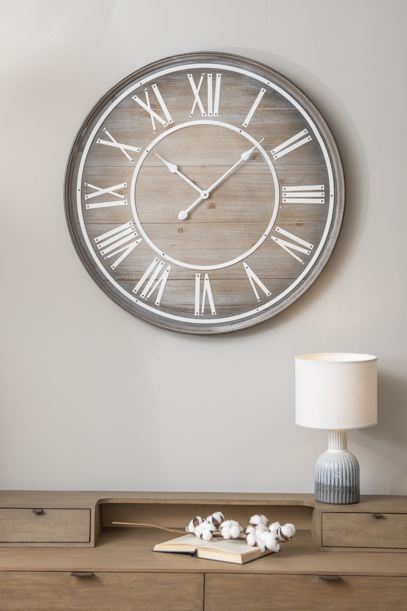 Hemsby Bleach Wooden Wall Clock