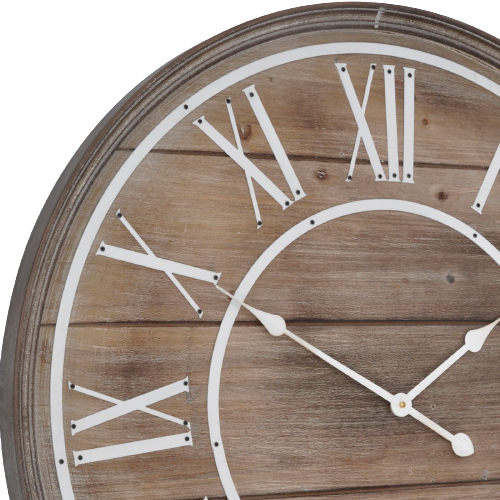 Horloge murale en bois blanchi Hemsby
