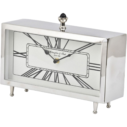 Horloge de table rectangulaire en nickel Nebolo