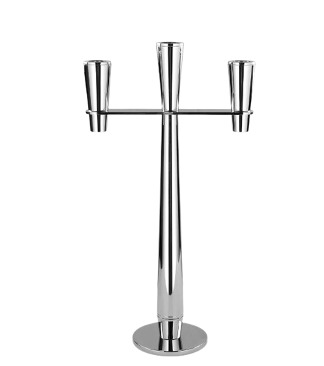 3 Stem Nickel Candle Holder