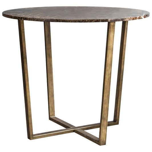 Emperor Cleo Round Side Table/Rich Brown Marble Top