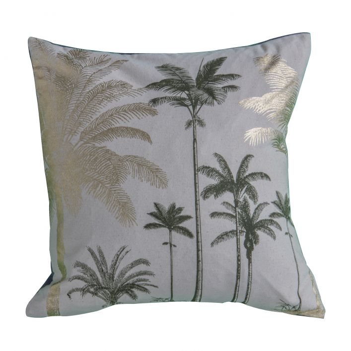 Zola Palm Trees Metallic Kissen Grau 