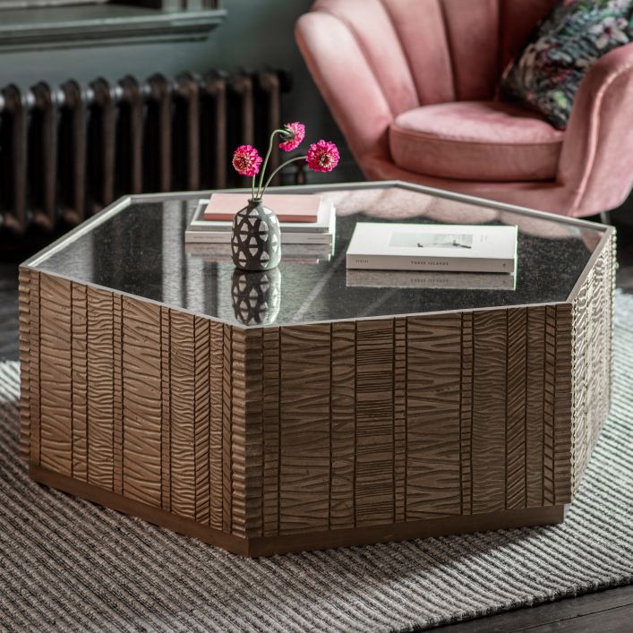 Greywash Wood/Glass Top Coffee table