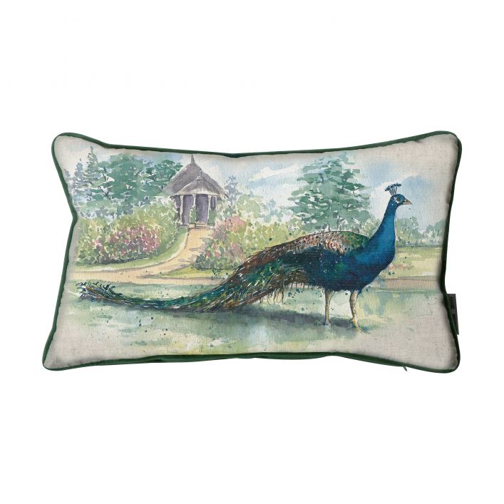 Peacock Watercolour Cushion