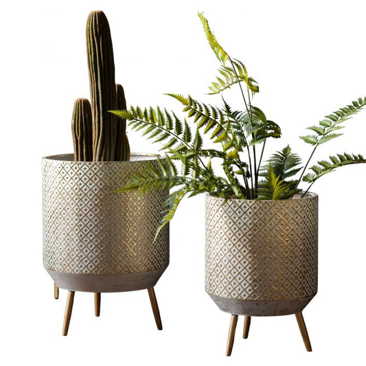 Gold Metal Planter Set of 2