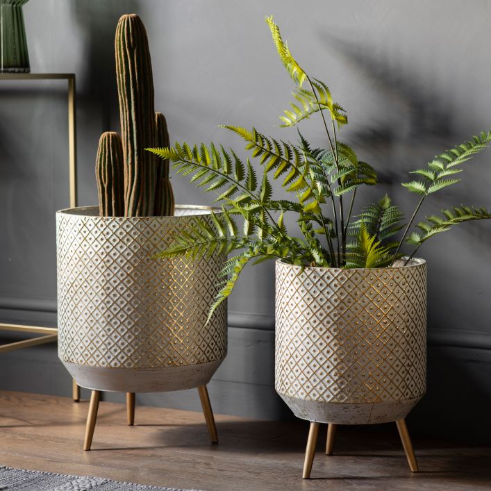 Gold Metal Planter Set of 2
