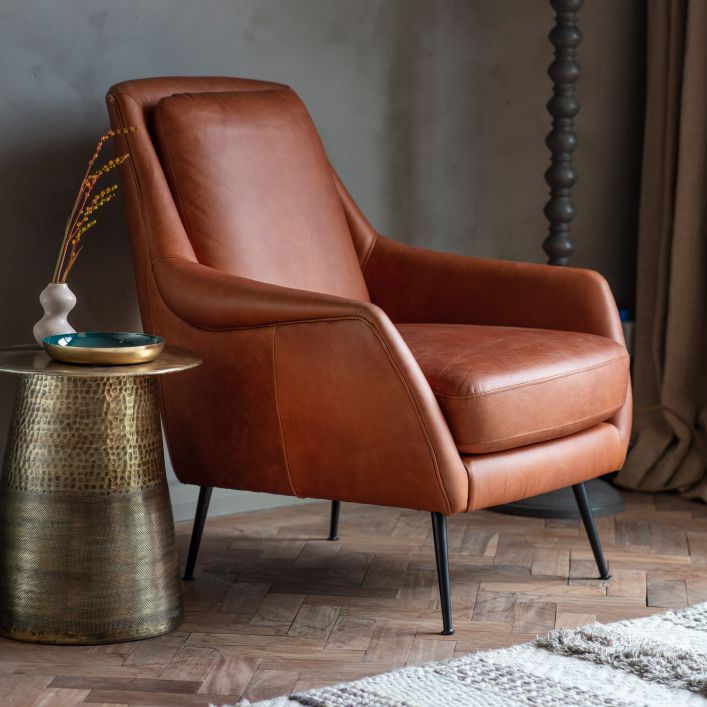 Fauteuil en cuir marron