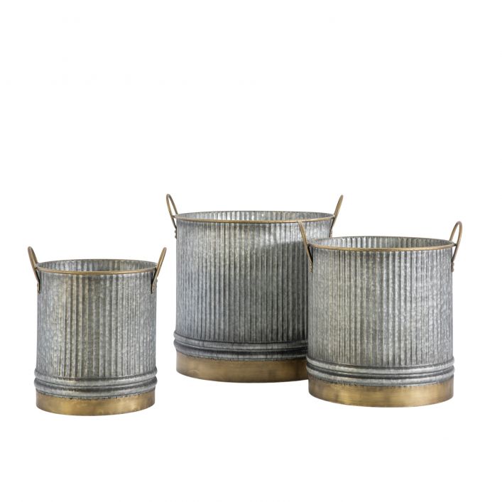 Silver Galvanised Planters (Set of 3)