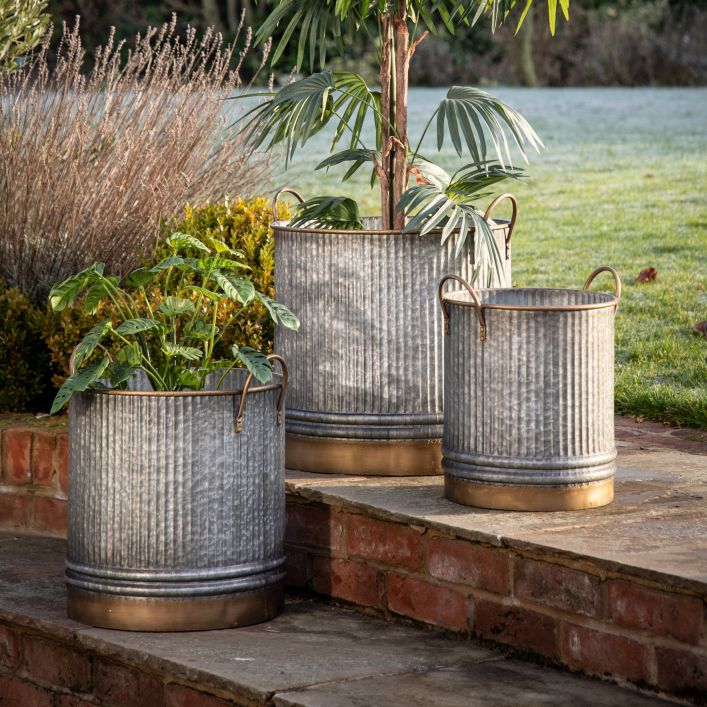 Silver Galvanised Planters (Set of 3)