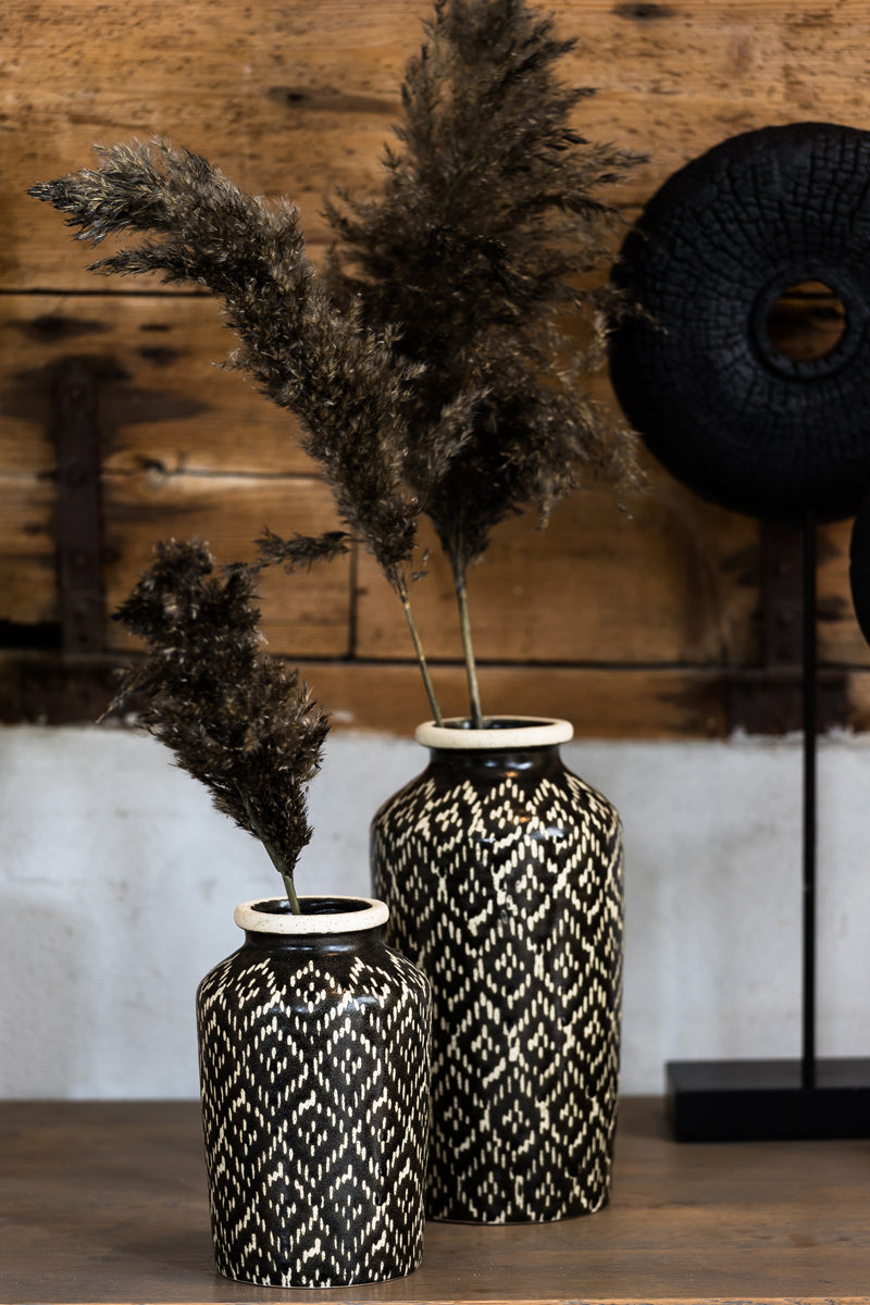 Elbas Black/White Ceramic Vase